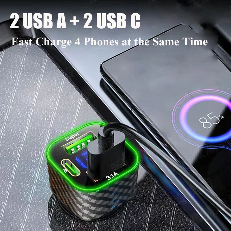 Electronics & Charging — 4-port USB car charger