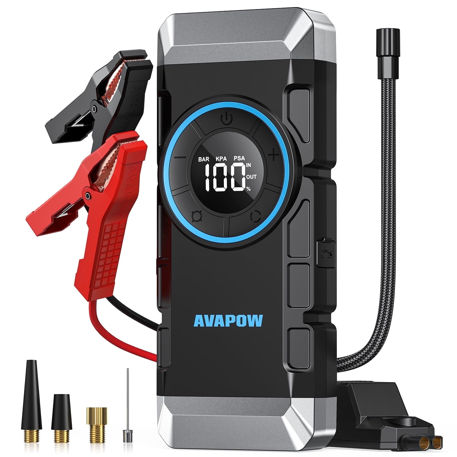 Jump Starter 2000A — Compact 12V Emergency Battery Booster with LED Light & USB