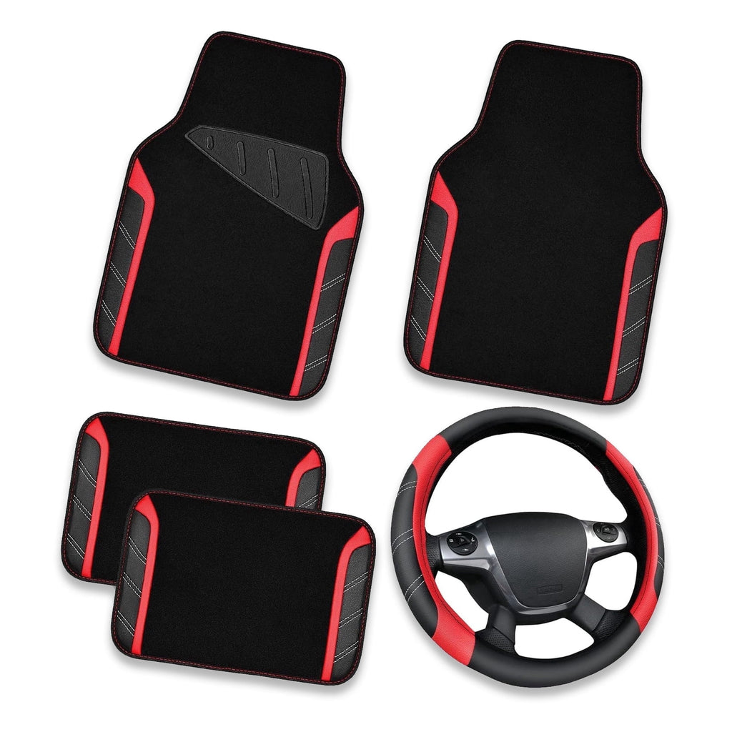 Leather Steering Wheel Cover — Universal Fit 14.5"–15", Anti-Slip Breathable Grip