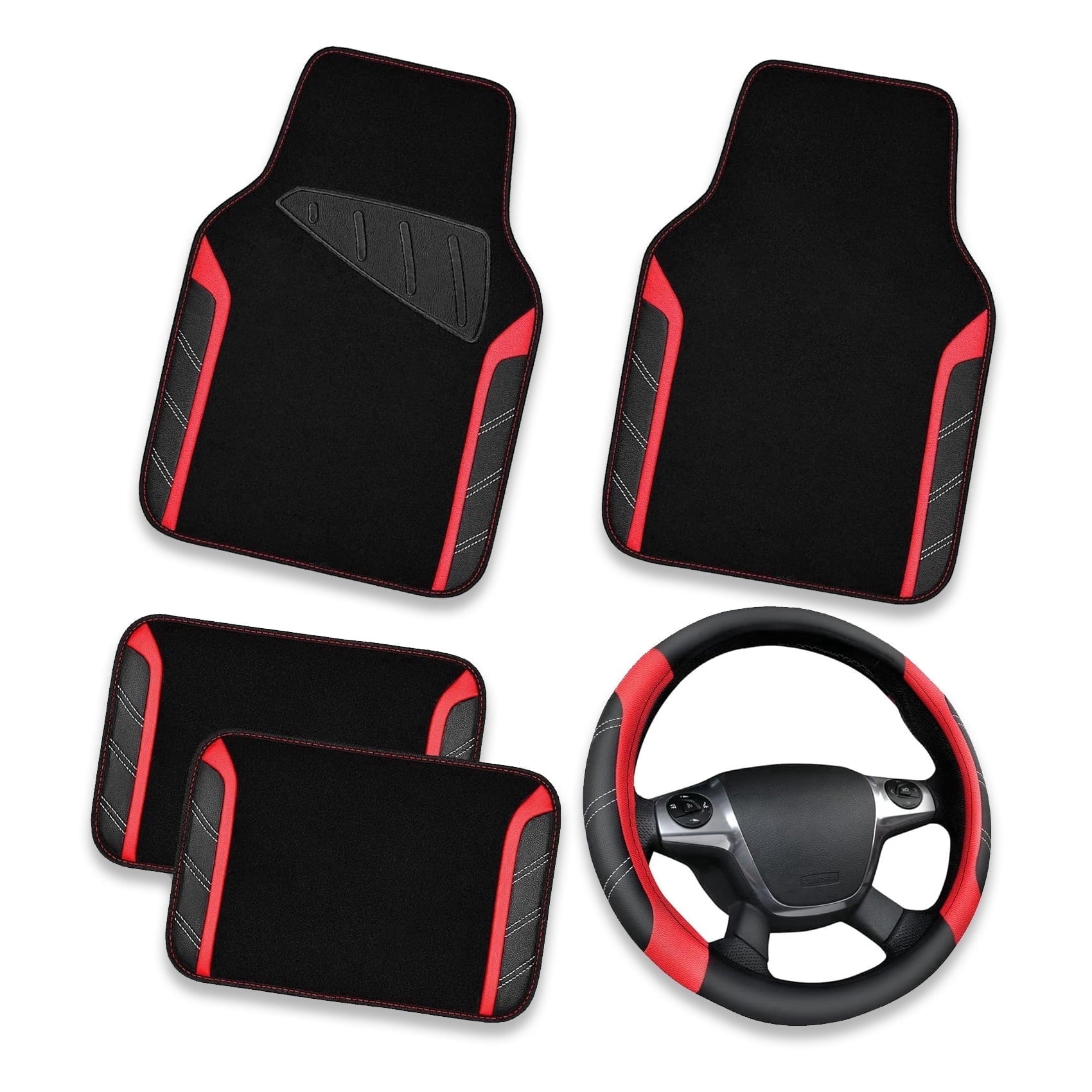 Leather Steering Wheel Cover — Universal Fit 14.5"–15", Anti-Slip Breathable Grip