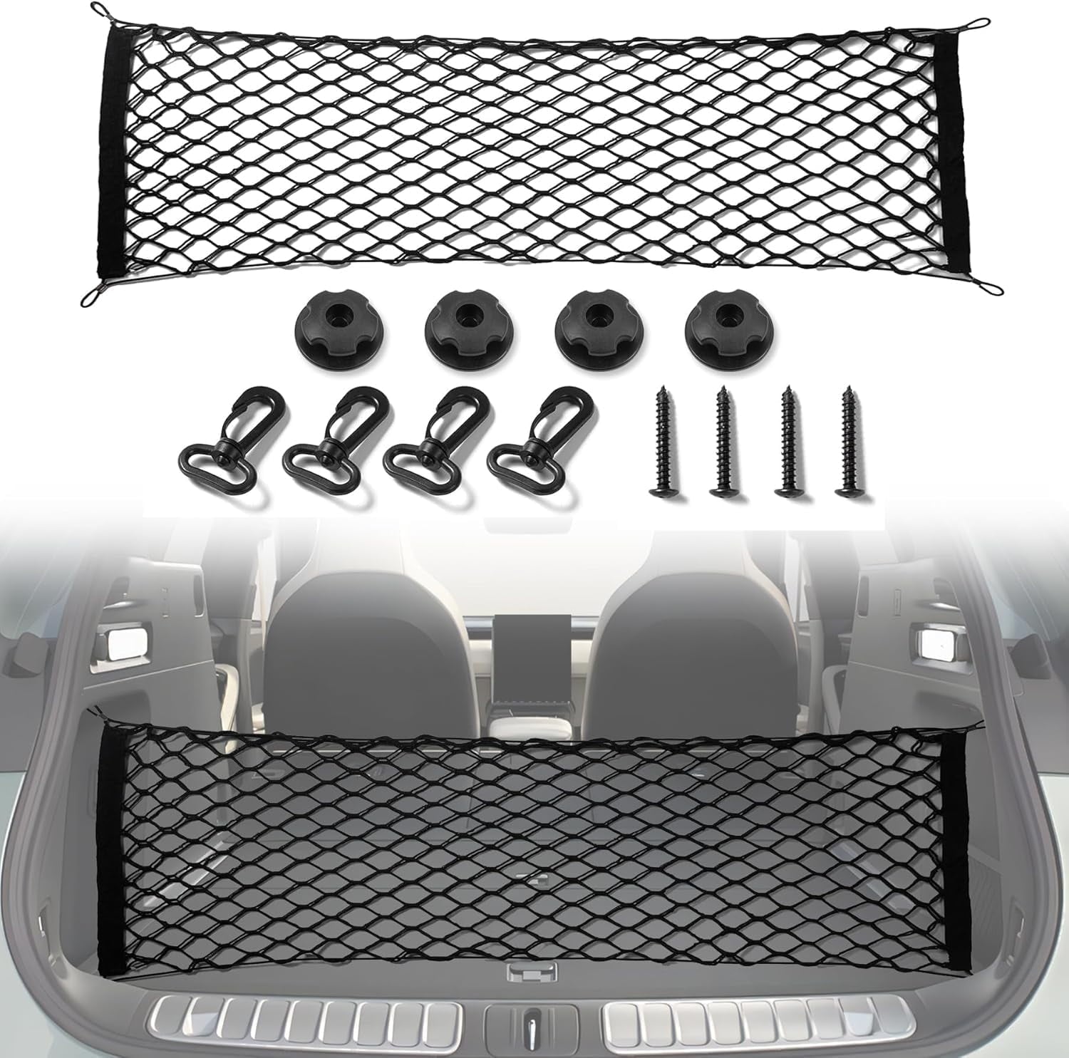 Elastic trunk cargo net for cars and SUVs