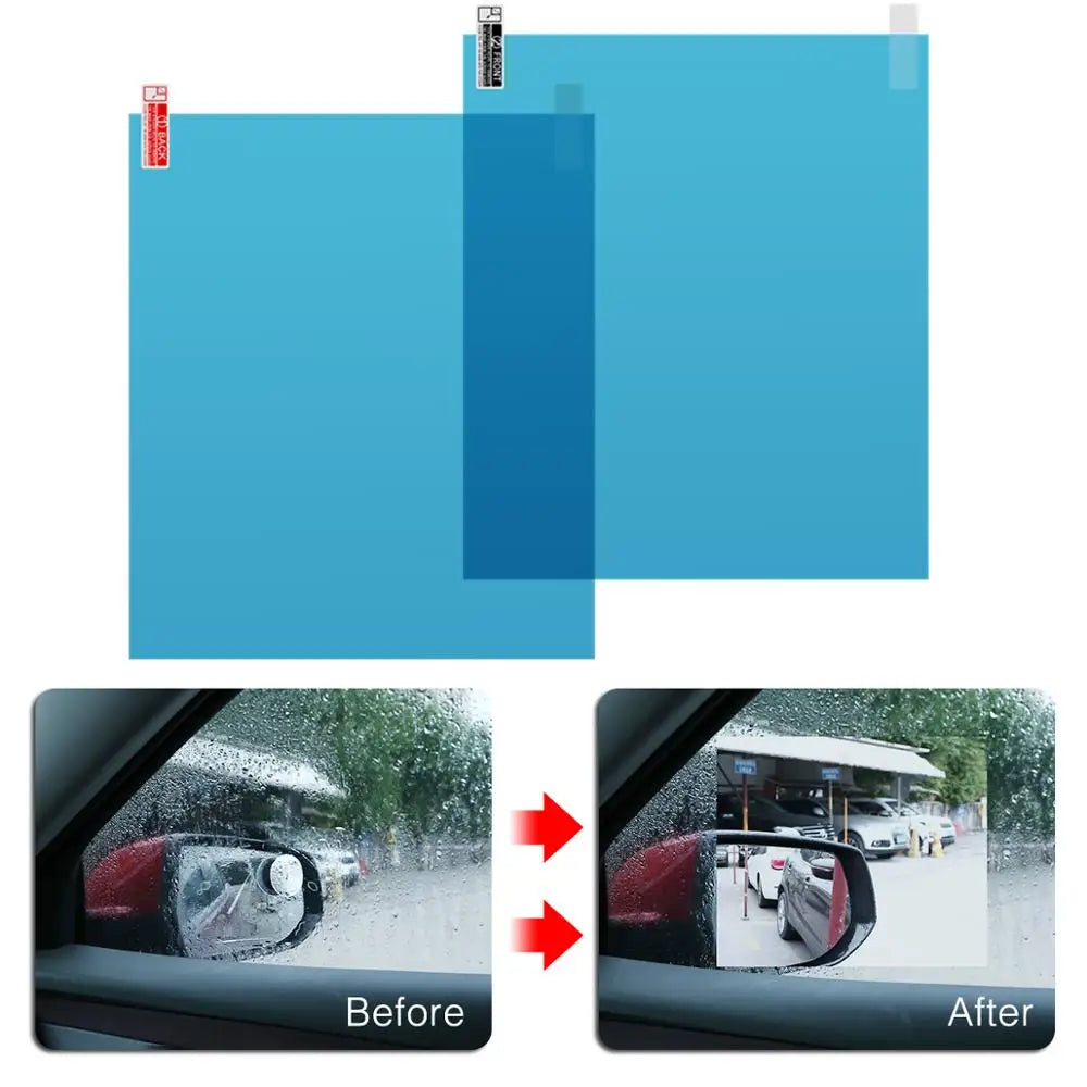 Anti-Fog Rearview Mirror Film — Clear Vision in Rain & Fog (2-Pack)