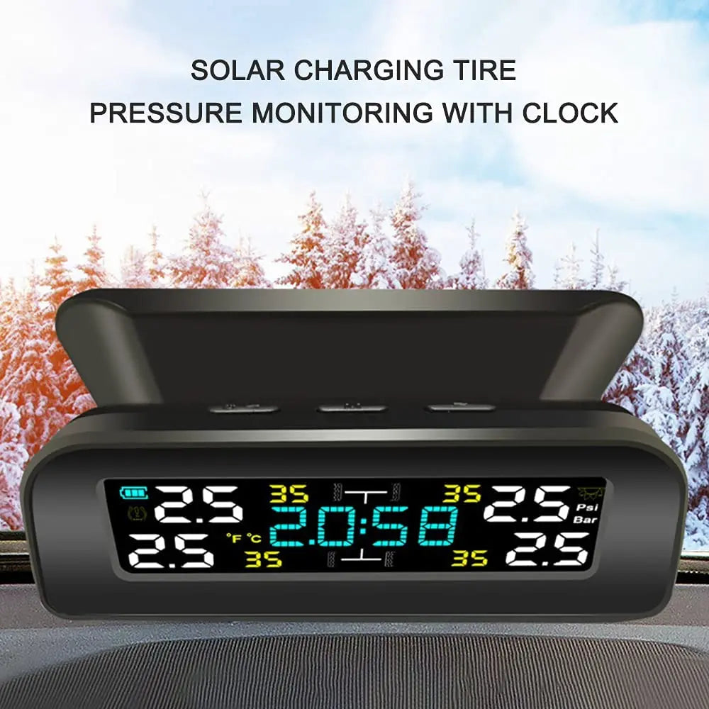 Wireless Tire Pressure Monitor — 4-Sensor TPMS, LCD Display & Auto Alert