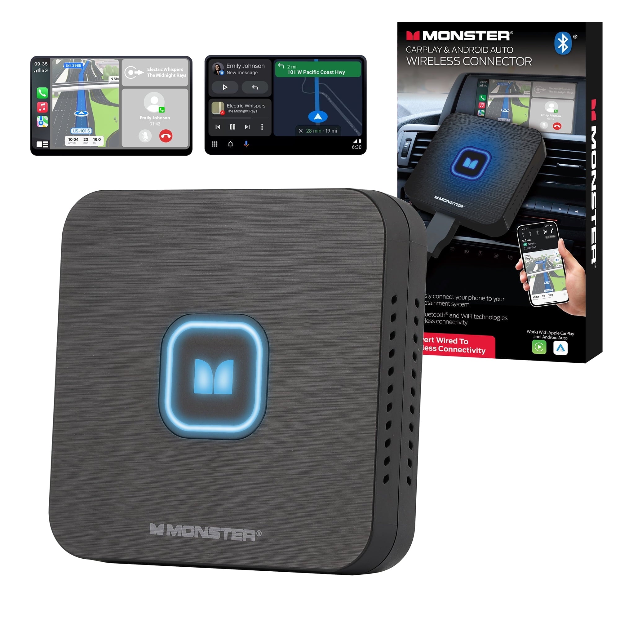 Wireless CarPlay Android Auto adapter for car infotainment