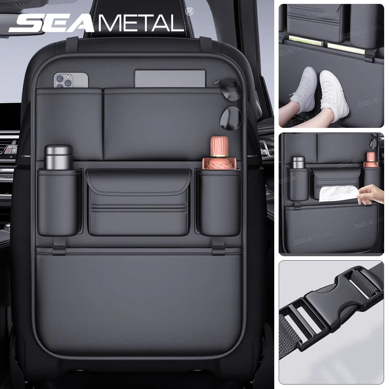 Backseat Car Organizer & Kick Mat — Waterproof with Tablet Holder, Kids & Family Road Trips