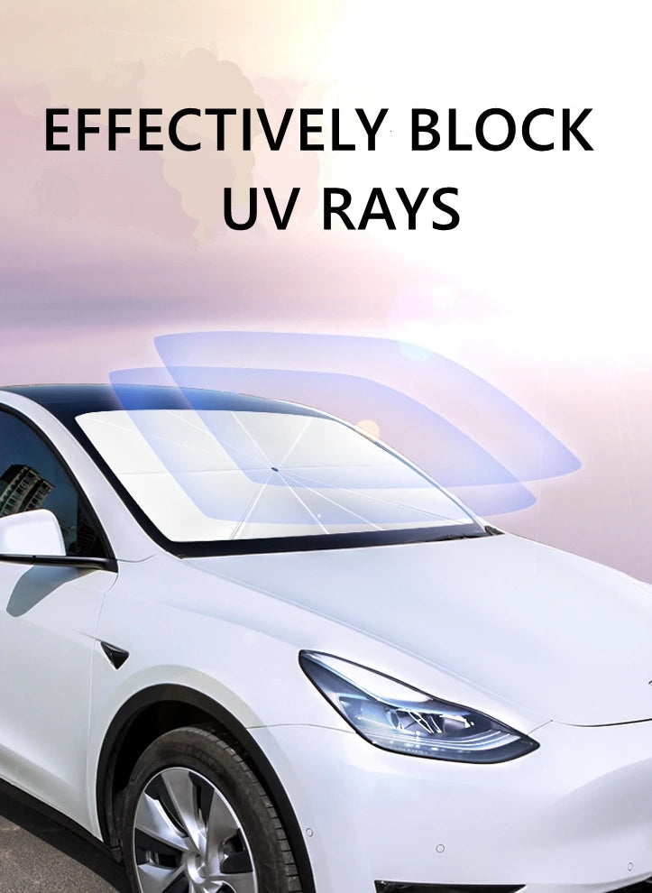 Retractable Front Windshield Sun Shade — Heat & UV Protection, Foldable