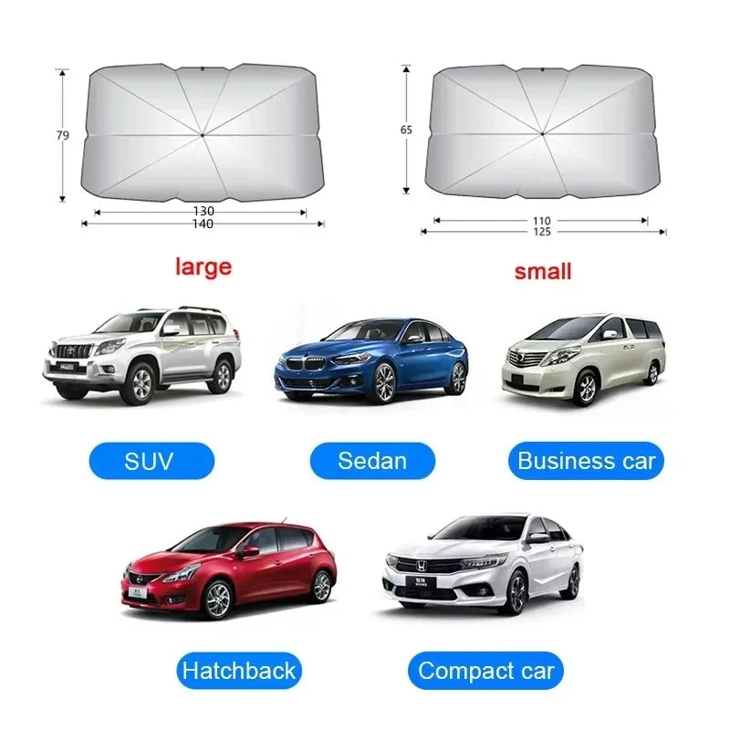 Foldable Front Window Sun Parasol — Windshield Heat Shield, Summer Essential