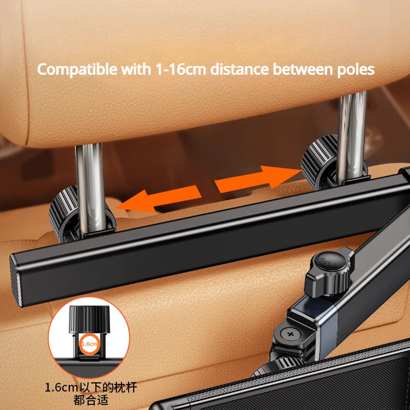 Rear Headrest Phone & Tablet Holder — Foldable 360° Back-Seat Mount