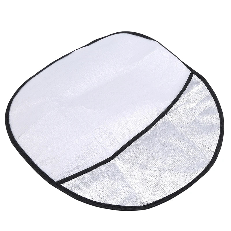 Steering Wheel Sun Shade — Double-Thick Foldable Cover, Anti-UV Silver