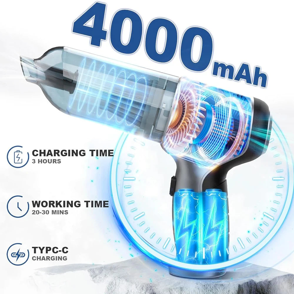 Cordless Car Vacuum — 95,000PA High Suction, 2-in-1 Blower & Vacuum