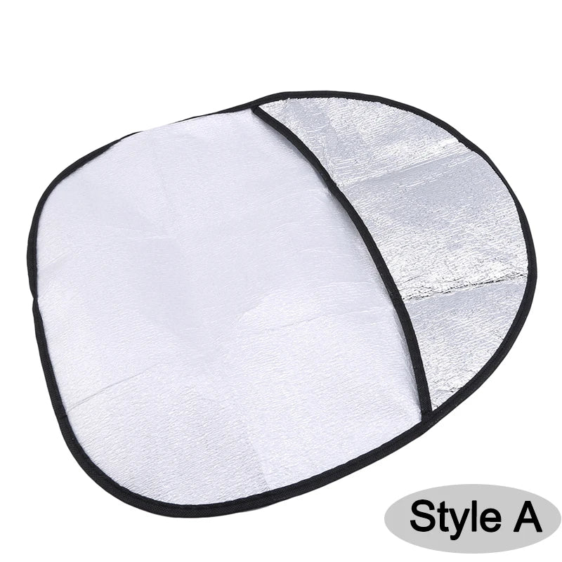 Steering Wheel Sun Shade — Double-Thick Foldable Cover, Anti-UV Silver