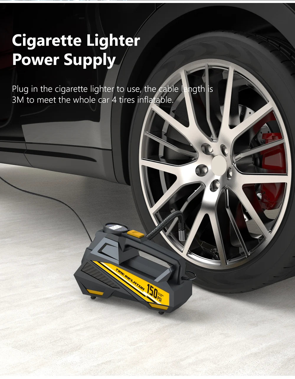 Portable Air Compressor — 150 PSI 12V Tire Inflator