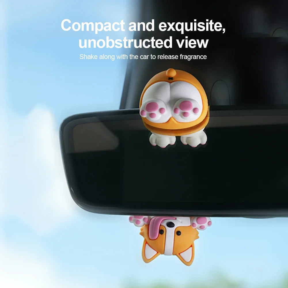 Car Pendant Cute Swinging Dog Auto Rearview Mirror Hanging Ornaments with Interior Decoraction Accessories for Girl Gifts