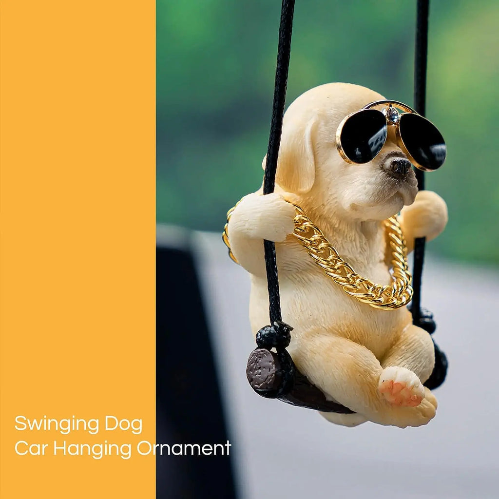 Labrador Retriever Car Mirror Hanging Accessories Cute Swinging Dog Rear View Mirror Accessories for Men & Women