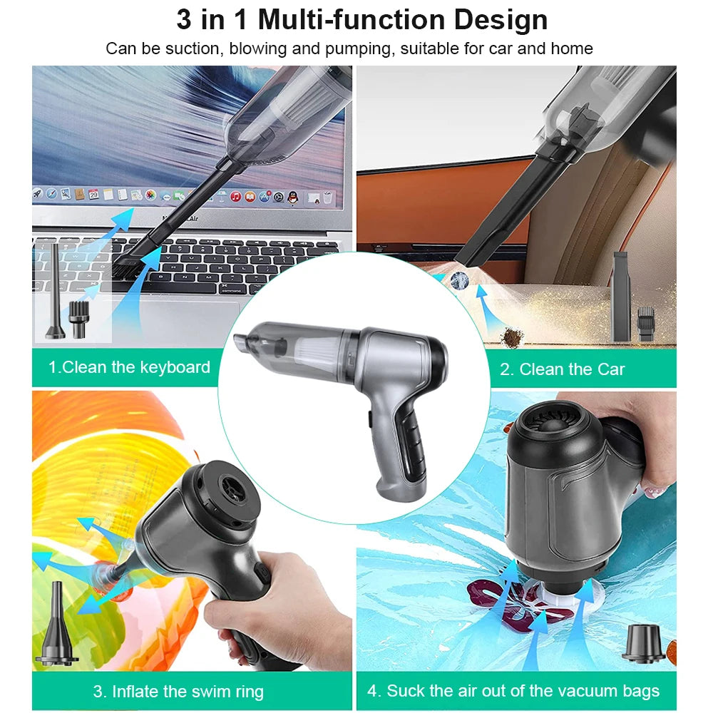 Cordless Car Vacuum — 95,000PA High Suction, 2-in-1 Blower & Vacuum