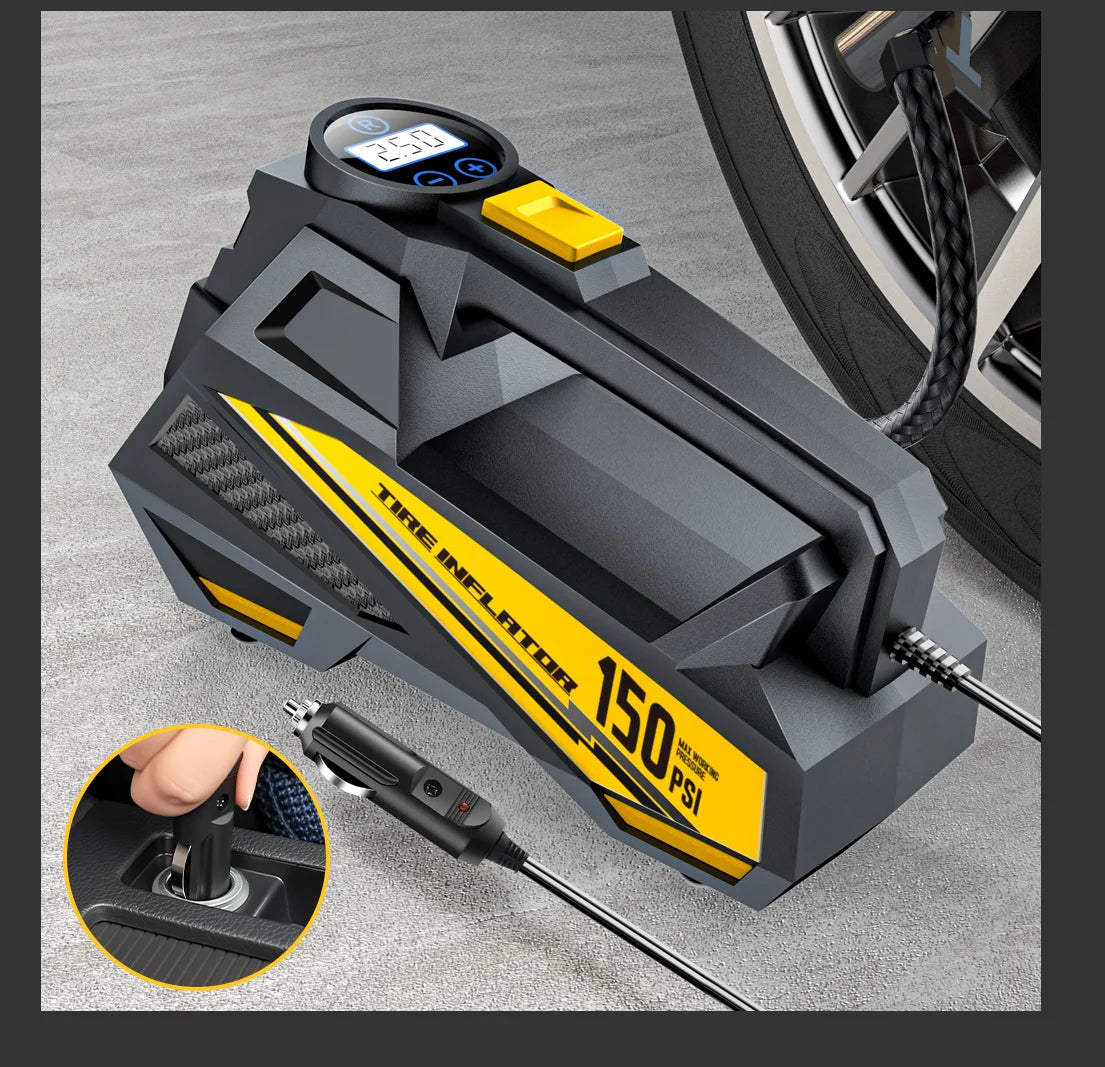Portable Air Compressor — 150 PSI 12V Tire Inflator