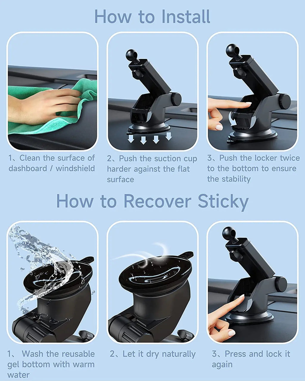 Car Phone Holder Accessories Suction Cup Car Mobile Phone Stand 17mm Ball Head Base for Car Windshield Dashboard Phone Mount