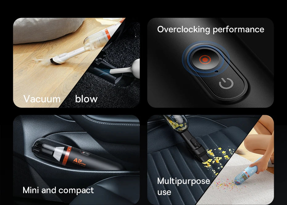 Baseus Car Vacuum — 6,000PA Blow & Vacuum 2-in-1, Home & Office