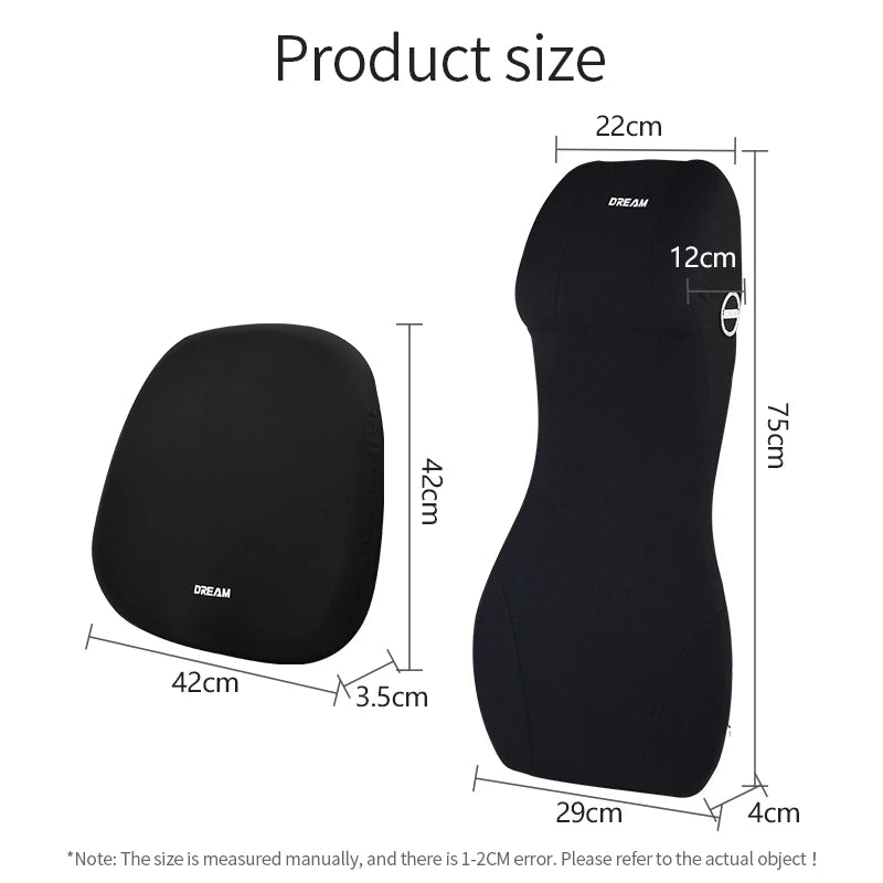 Memory Foam Car Headrest Lumbar Support Neck Pillow Back Cushion Seat Waist Car Interior Accessories for Comfortable Travel