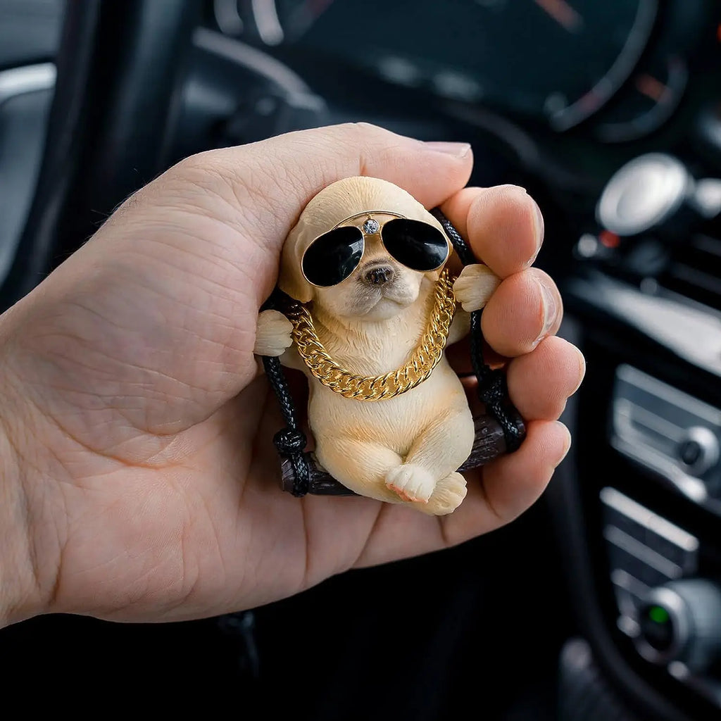 Labrador Retriever Car Mirror Hanging Accessories Cute Swinging Dog Rear View Mirror Accessories for Men & Women