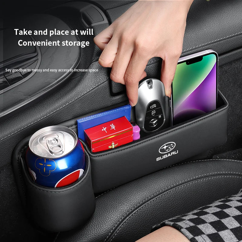 Car Sewn Seat Gap Crevice Slot Leather Storage Box For Subaru Brz Ascent Forester Impreza Legacy Outback WRX XV Auto Accessories