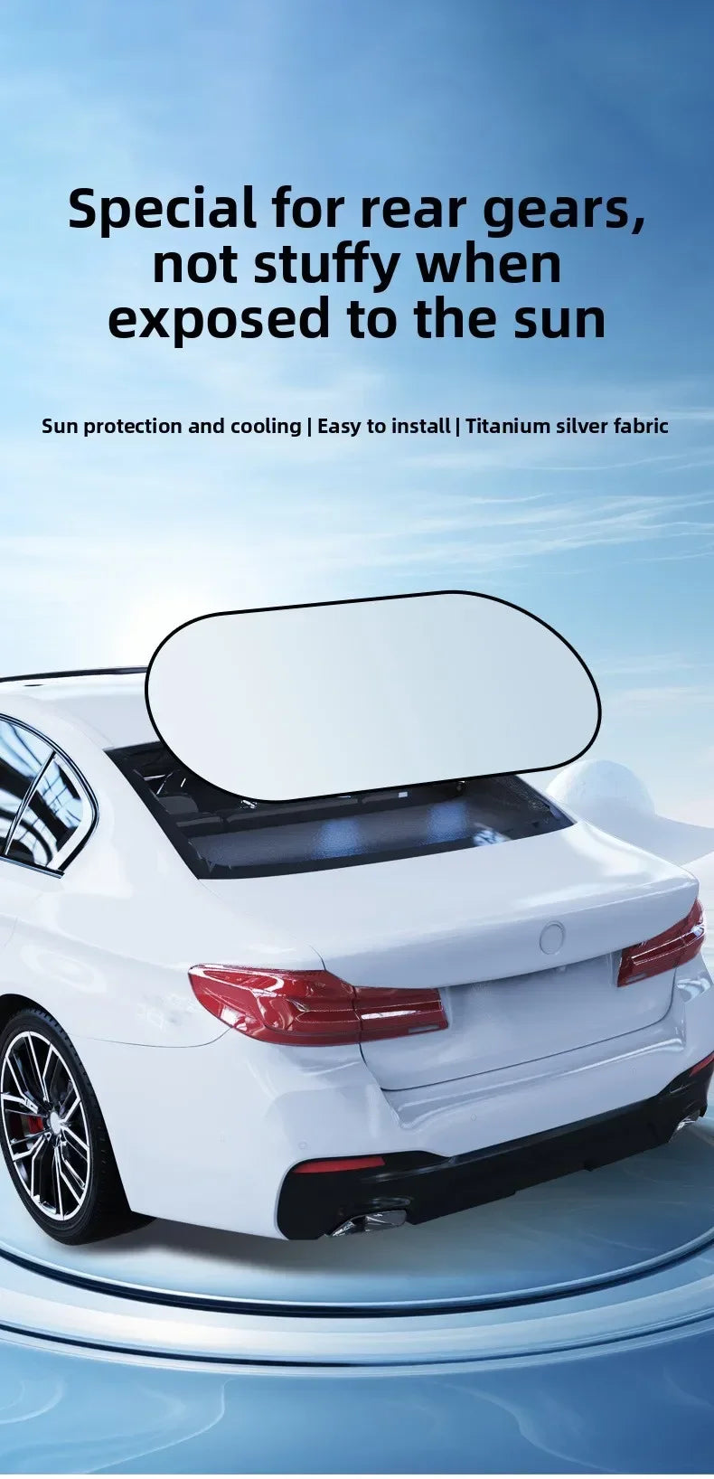 Rear Window Sun Shade — UV & Heat Block, Reflective Privacy, Easy Storage