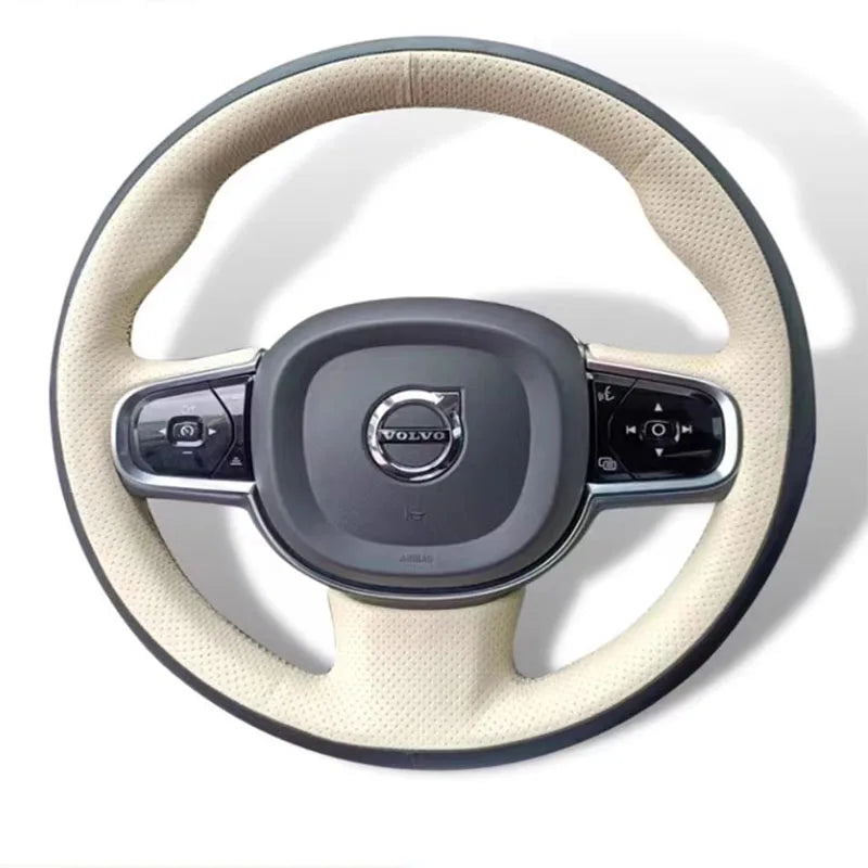 Luxury Steering Wheel Cover - microfiber leather black