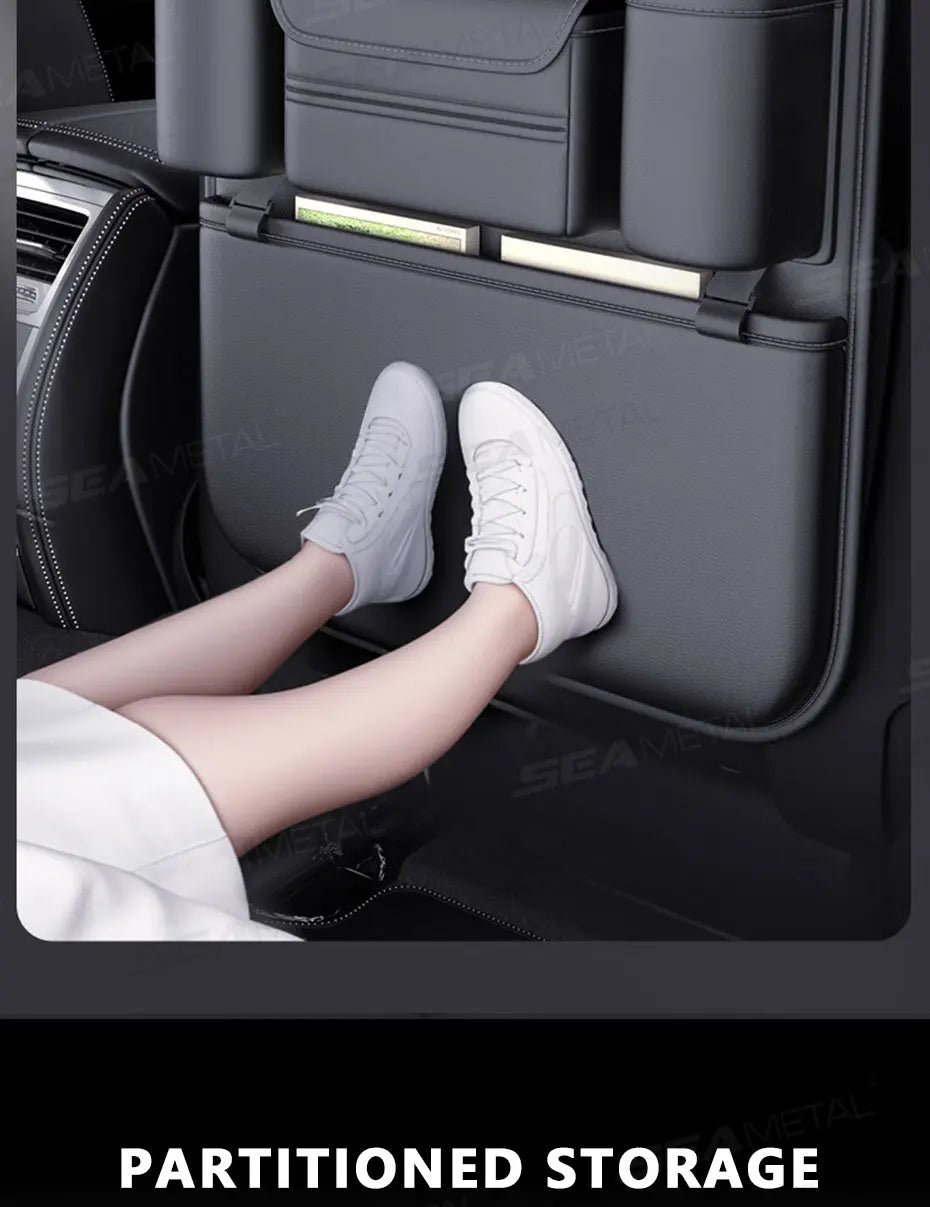 Backseat Car Organizer & Kick Mat — Waterproof with Tablet Holder, Kids & Family Road Trips
