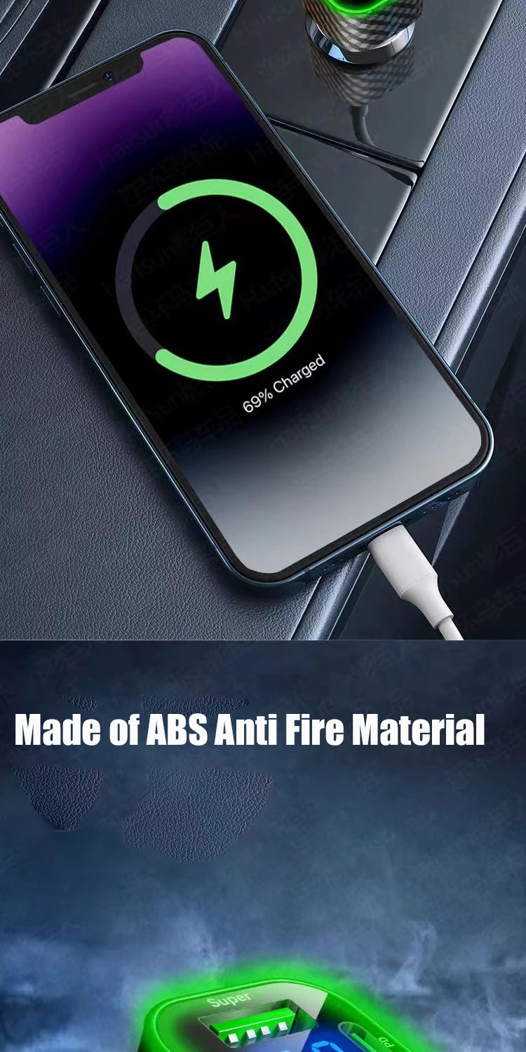 4-Port USB Car Charger — Fast Charge 3.0 + Dual USB-C, Charges 4 Devices Simultaneously