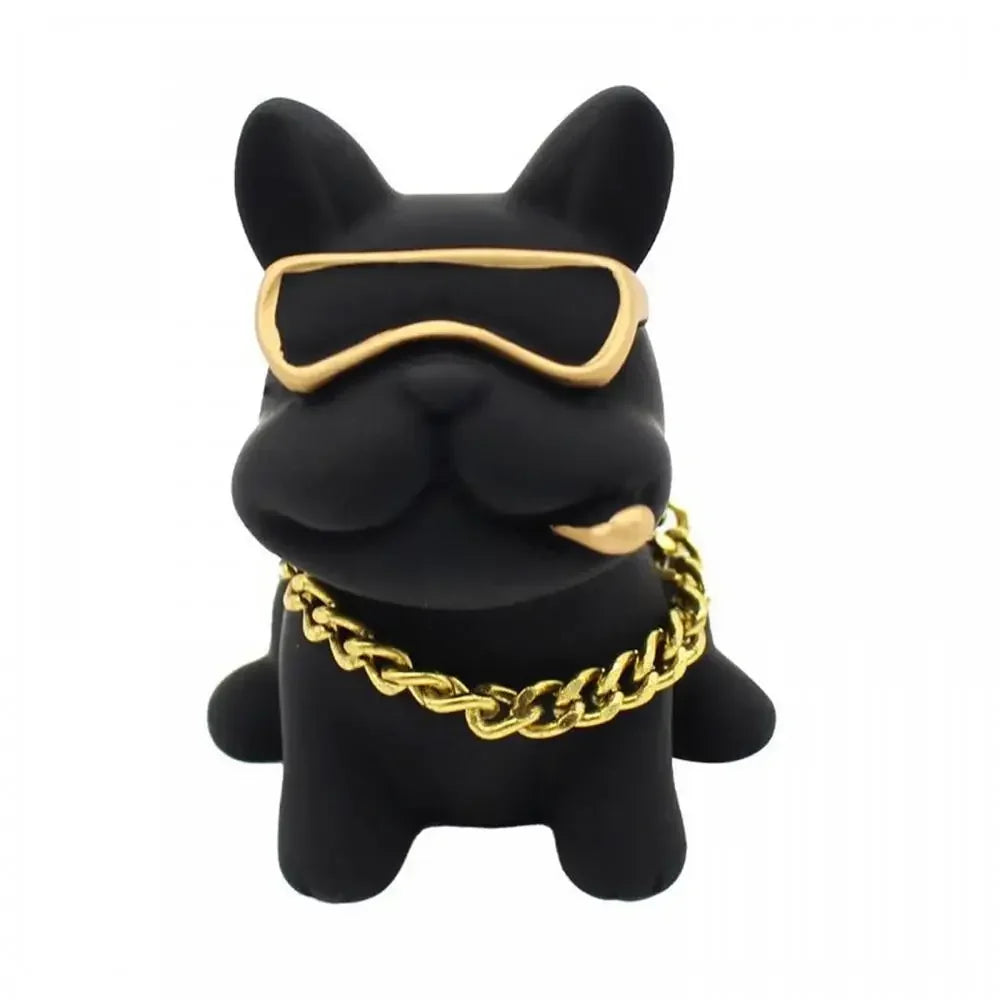 Bulldog Car Dashboard Ornament — Resin Figurine Desk & Console Decoration