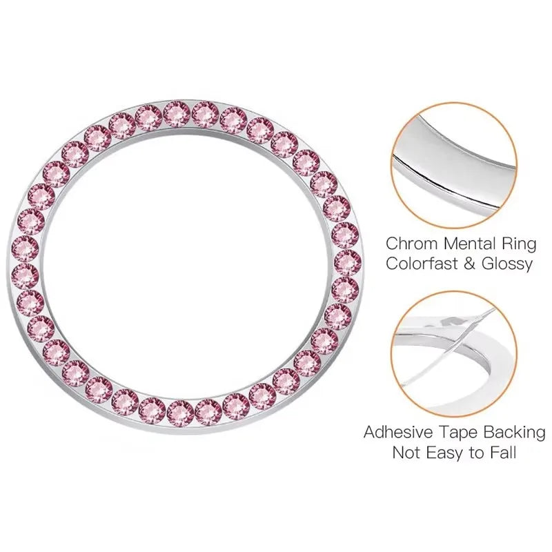 New Car One-key Start Button Decoration Ring with Diamond Rhinestone Circle Start Stop Switch Ring Car Interior Accessories