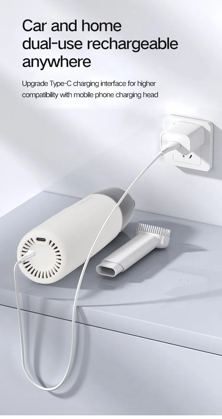 Rechargeable Mini Car Vacuum — Powerful Suction, USB Charging