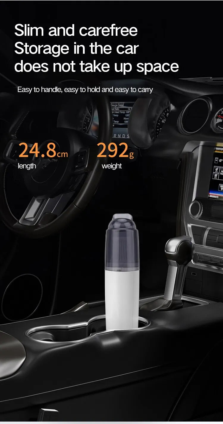 Rechargeable Mini Car Vacuum — Powerful Suction, USB Charging