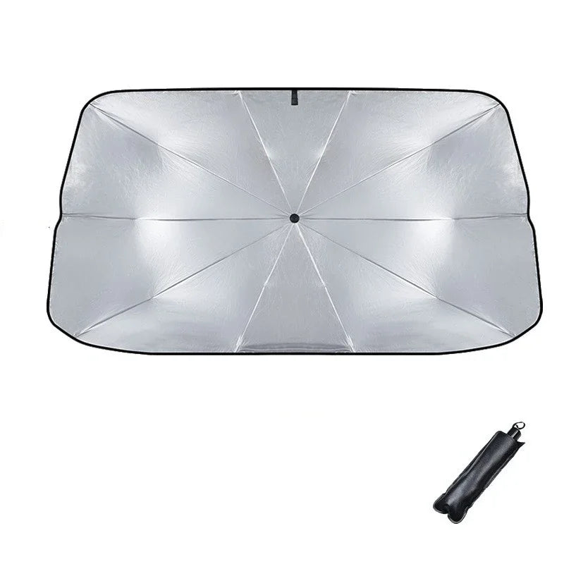 Retractable Front Windshield Sun Shade — Heat & UV Protection, Foldable