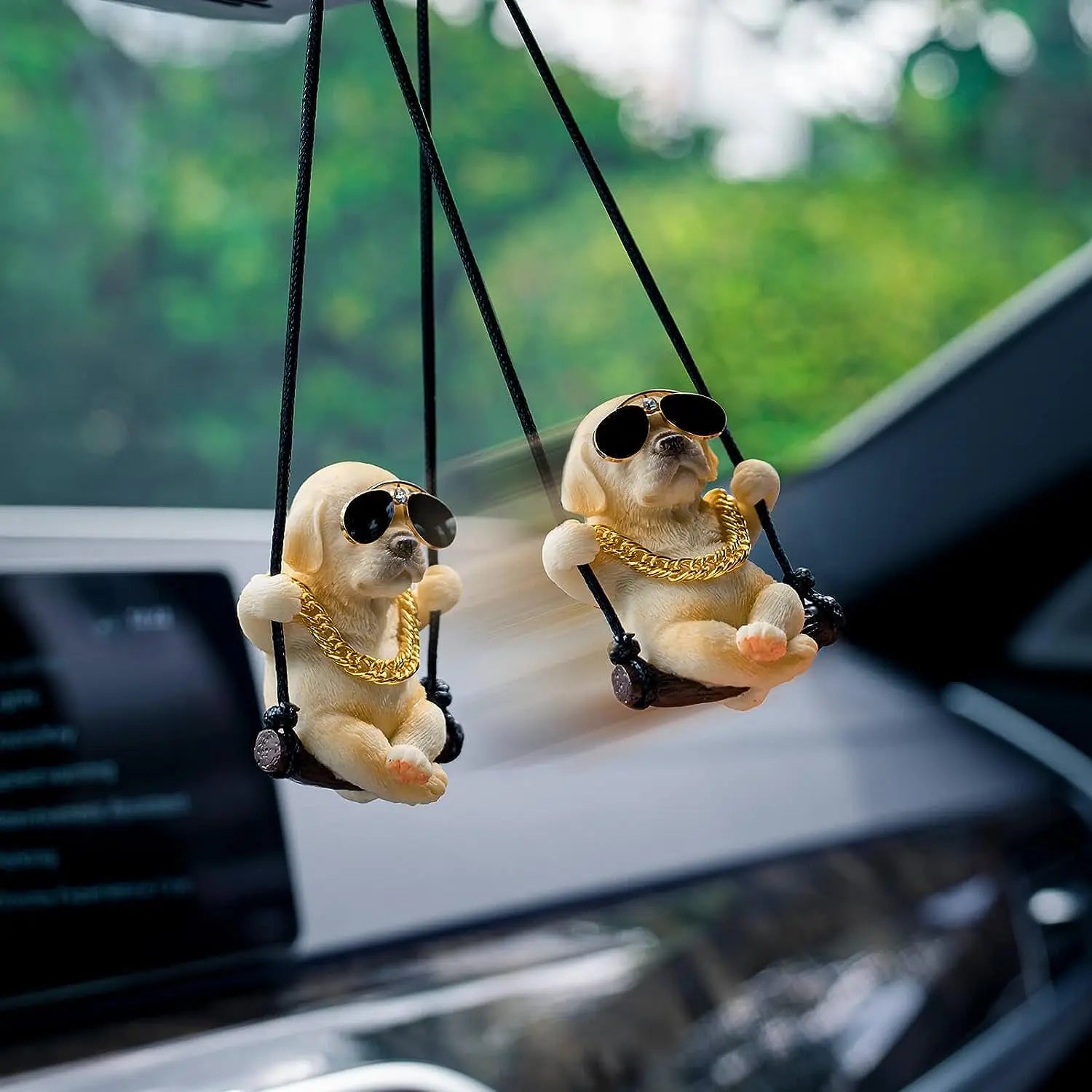 Labrador Retriever Rearview Mirror Charm — Swinging Resin Dog Pendant