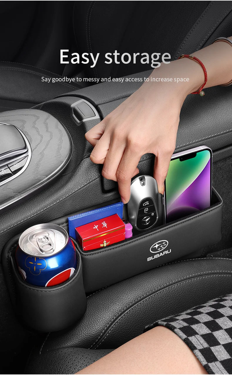 Car Sewn Seat Gap Crevice Slot Leather Storage Box For Subaru Brz Ascent Forester Impreza Legacy Outback WRX XV Auto Accessories