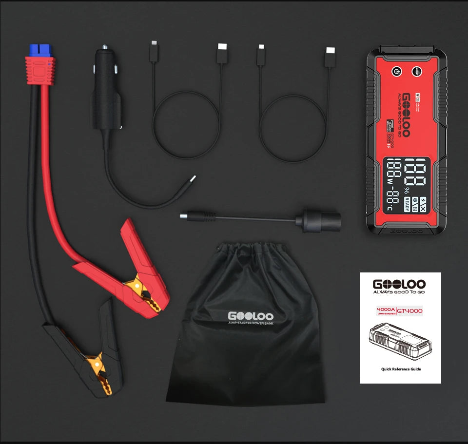 GOOLOO 20000mAh Car Jump Starter 12V Car Battery 4000A Peak Current Portable Charger Portable Power Bank for Emergency Device