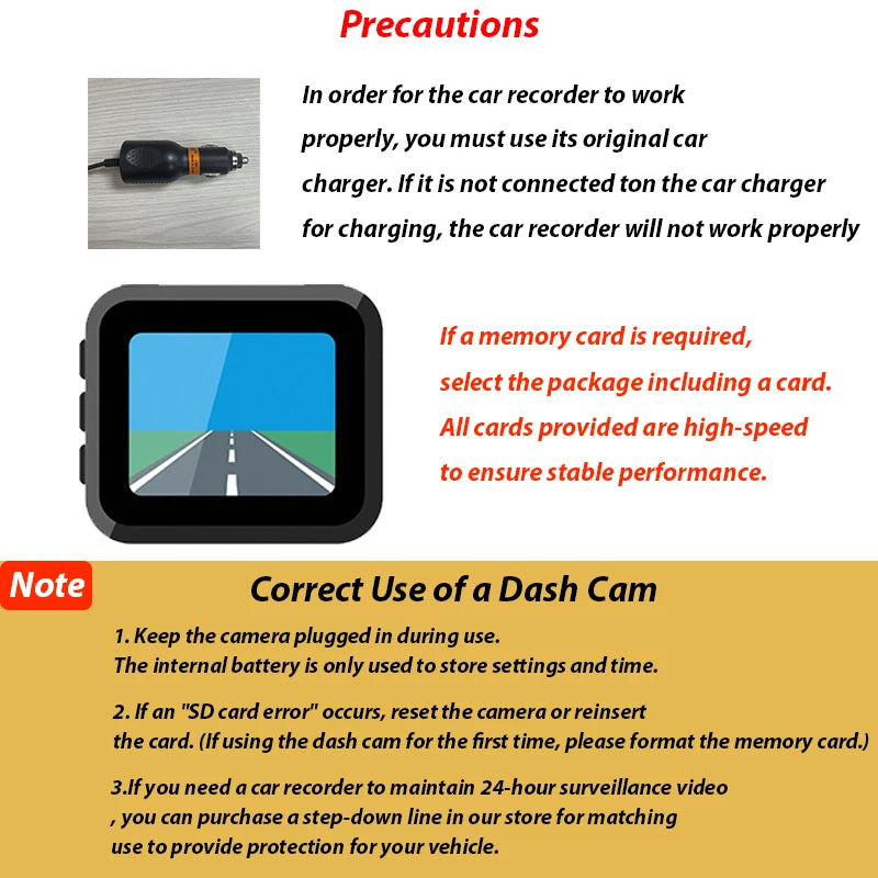Dash Cam Full HD 1080P — Front Camera with Night Vision, Loop Recording & G-Sensor