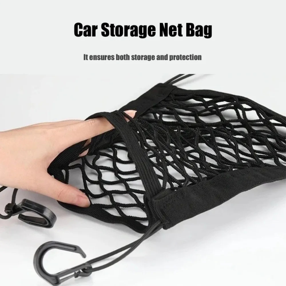 Car Storage Net Bag Between Seats Car Divider Pet Barrier Stretchable Elastic Mesh Bag Organizer Auto Accessories