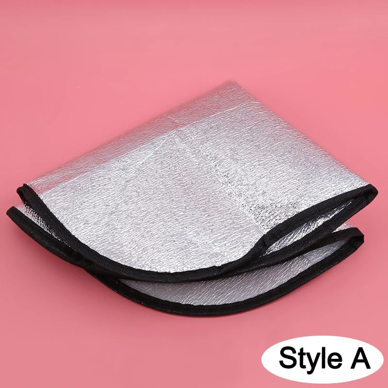 Steering Wheel Sun Shade — Double-Thick Foldable Cover, Anti-UV Silver