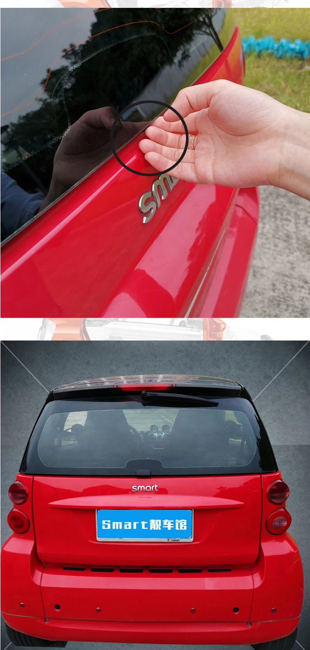 Car Rear Bumper Trunk Back Door Handle Sticker For Old Smart fortwo 451 Auxiliary Knob Exterior Decoration Auto Car Accessories