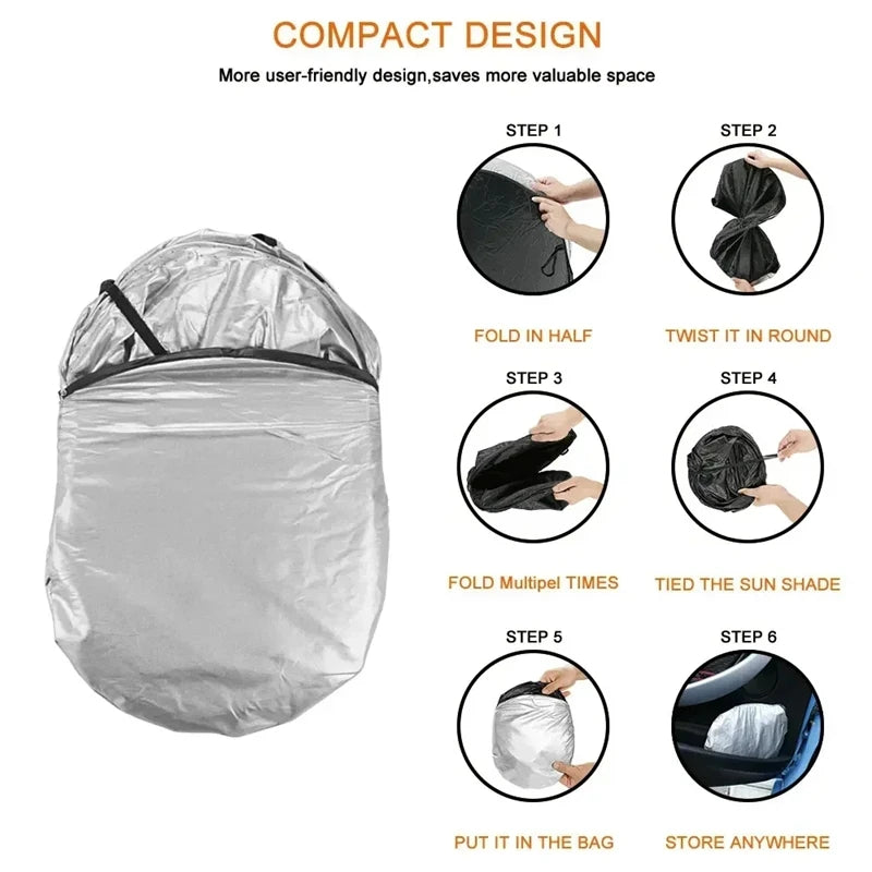 Car Windshield Sun Shade — Anti-UV Visor Cover, Foldable Parasol