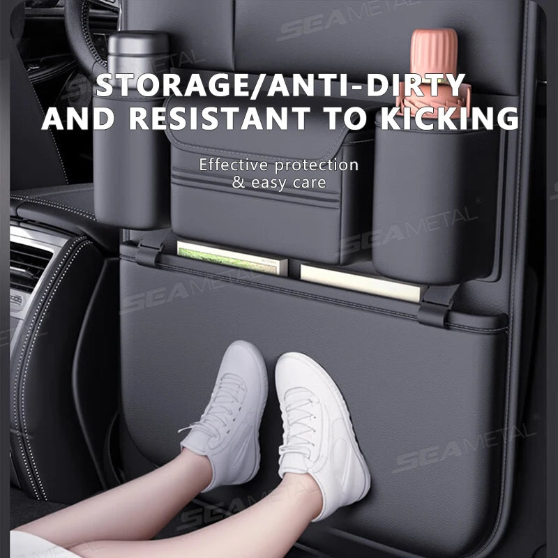 Backseat Car Organizer & Kick Mat — Waterproof with Tablet Holder, Kids & Family Road Trips
