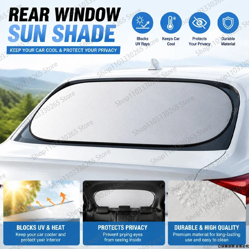 Rear Window Sun Shade — UV & Heat Block, Reflective Privacy, Easy Storage