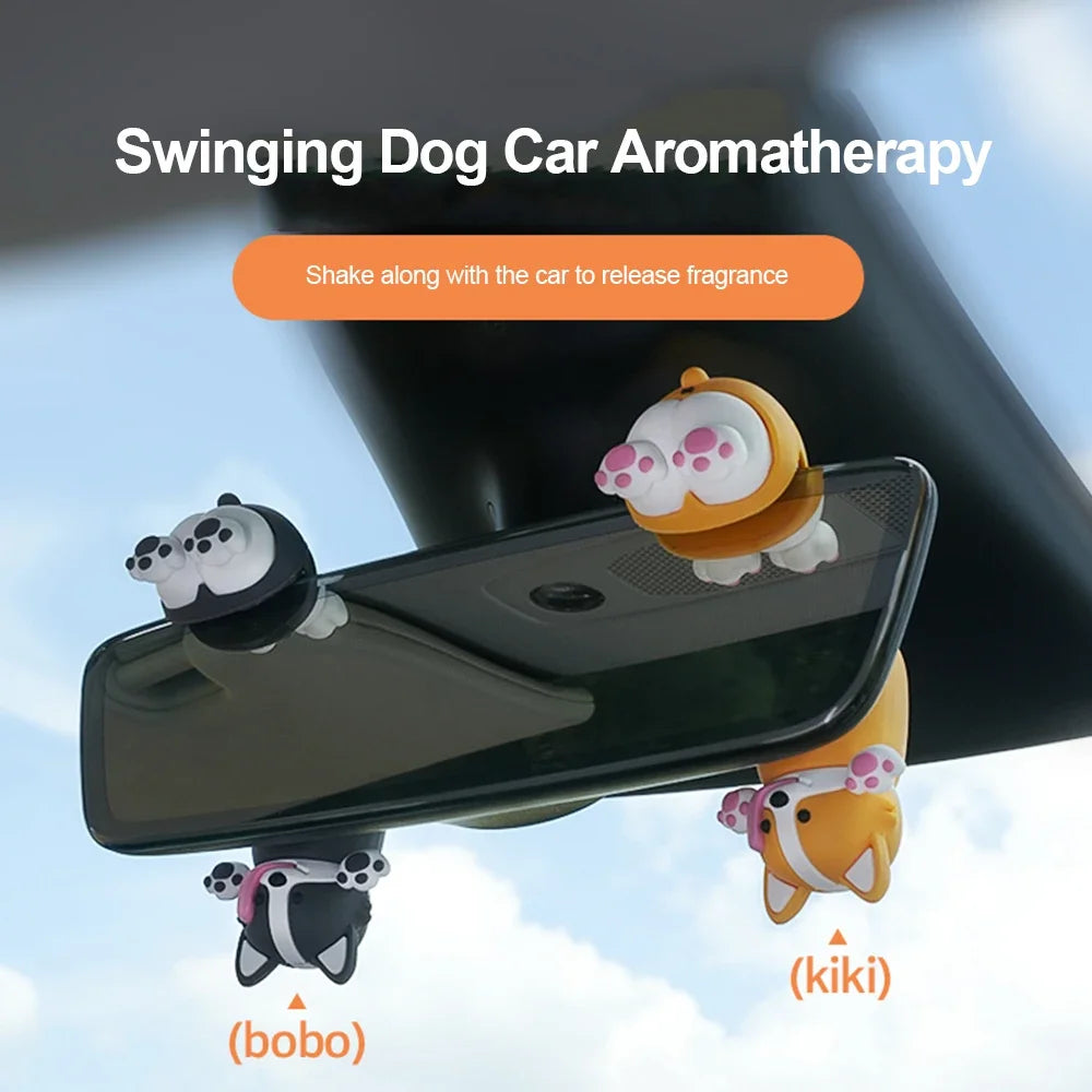 Car Pendant Cute Swinging Dog Auto Rearview Mirror Hanging Ornaments with Interior Decoraction Accessories for Girl Gifts
