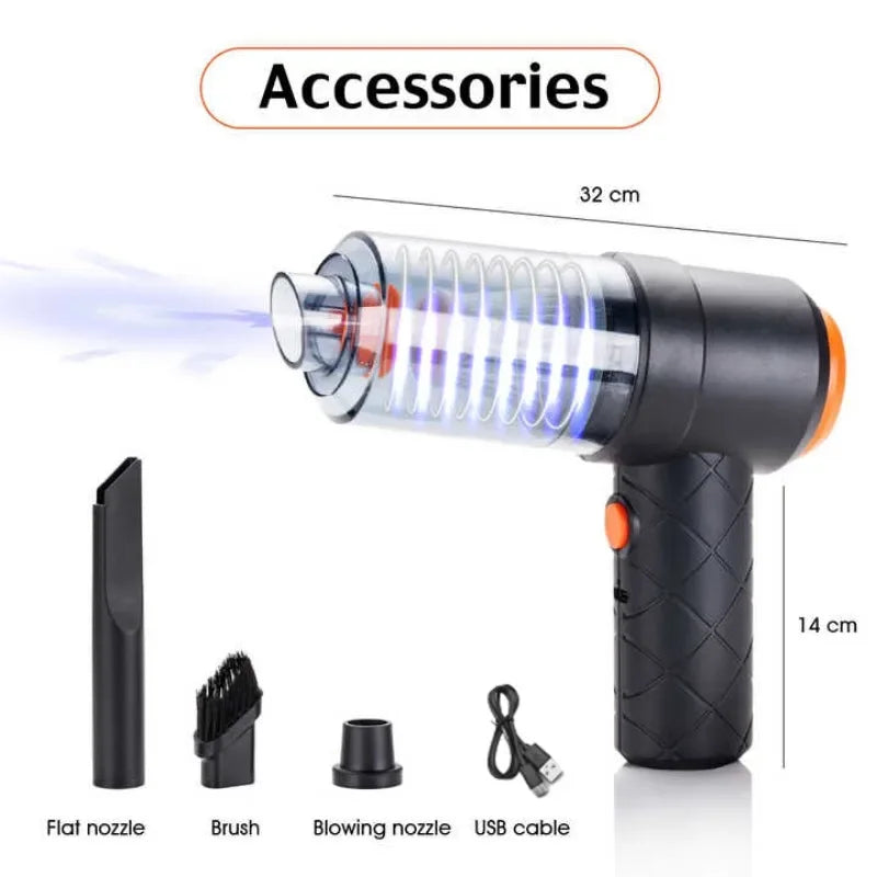 Cordless Mini Car Vacuum — Strong Suction & Blower, Home & Pet Hair