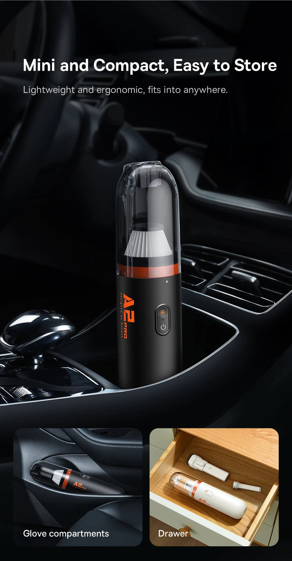 Baseus Car Vacuum — 6,000PA Blow & Vacuum 2-in-1, Home & Office