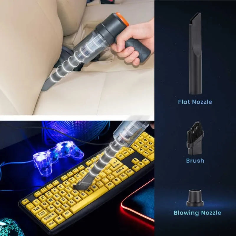 Cordless Mini Car Vacuum — Strong Suction & Blower, Home & Pet Hair