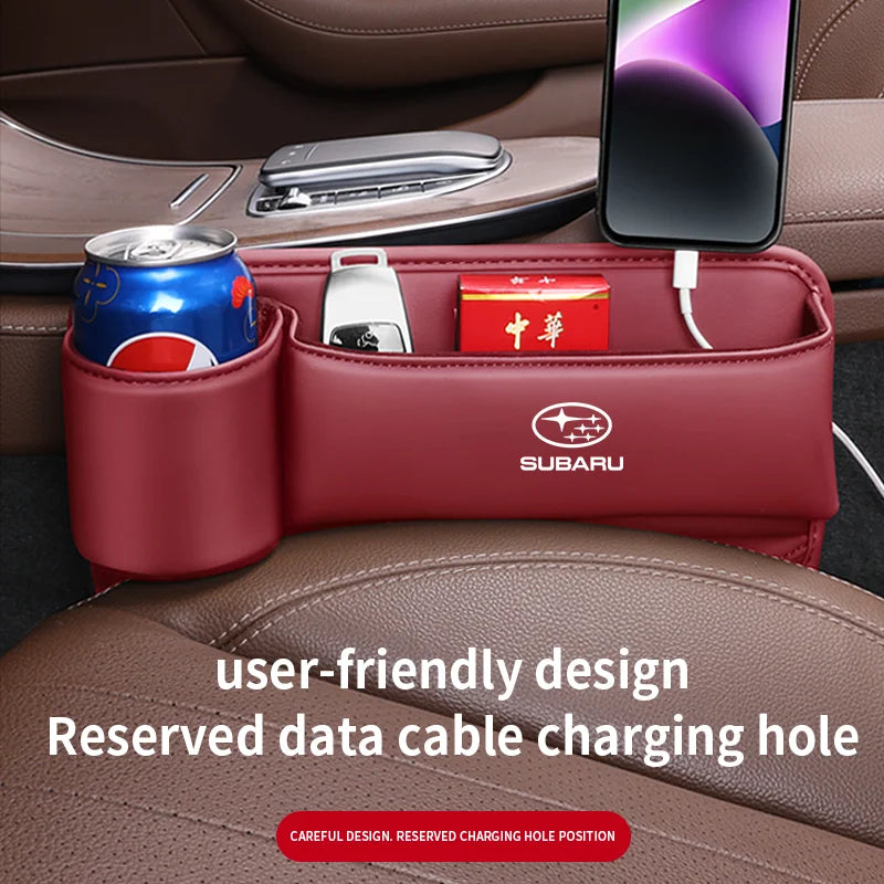 Car Sewn Seat Gap Crevice Slot Leather Storage Box For Subaru Brz Ascent Forester Impreza Legacy Outback WRX XV Auto Accessories