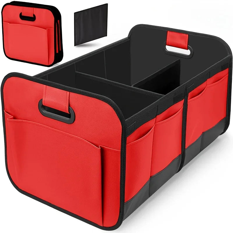 Collapsible Car Trunk Organizer — Heavy-Duty 3-Compartment Storage with Non-Slip Base